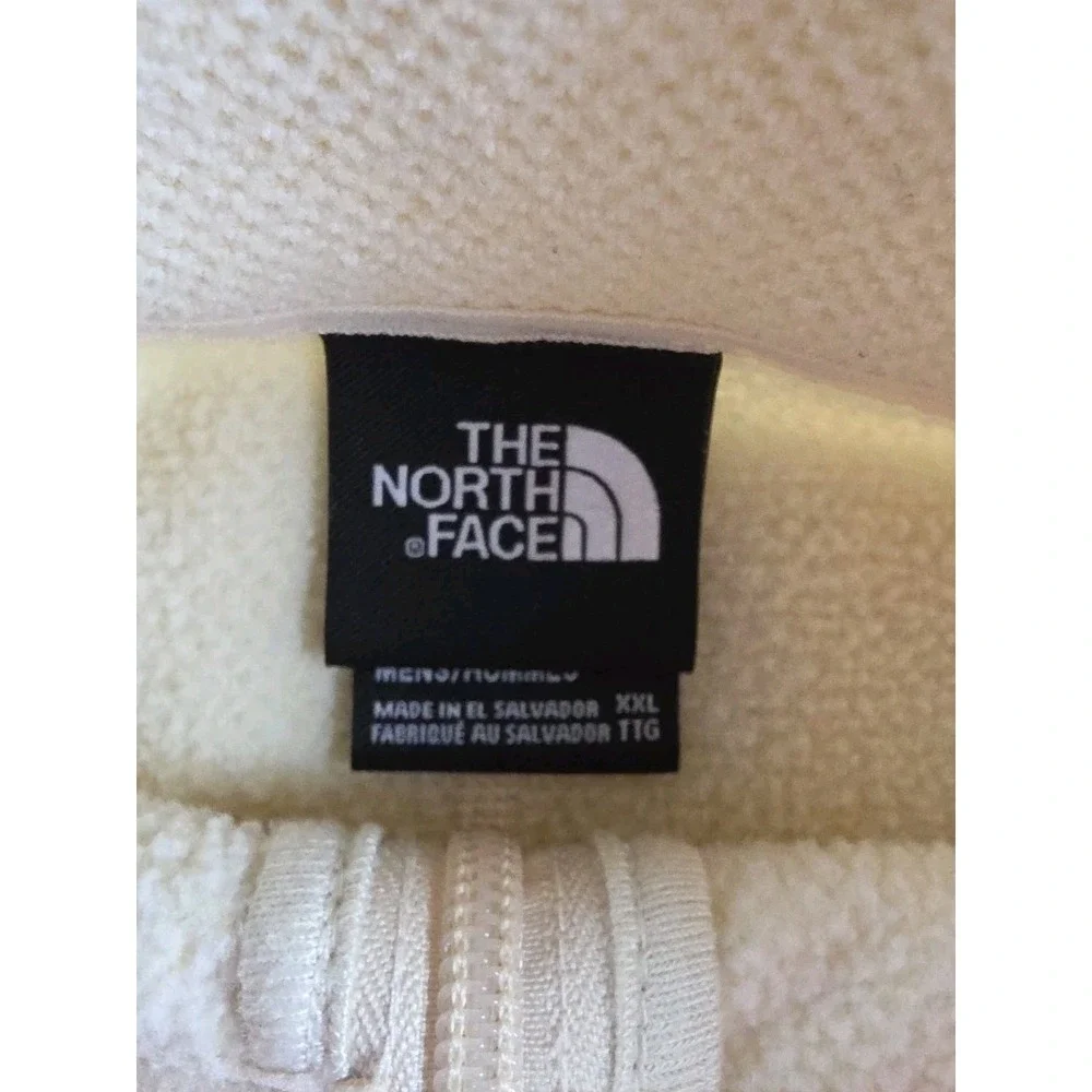 The North Face Men's 1/4 Zip Waffle Fleece Logo PULLOVER CREAM SOFT SIZE 2XL